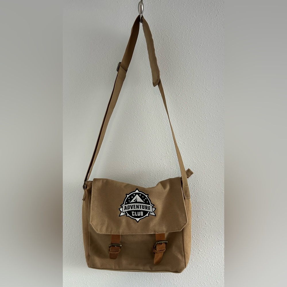Adventure Club Tan Canvas Messenger Bag